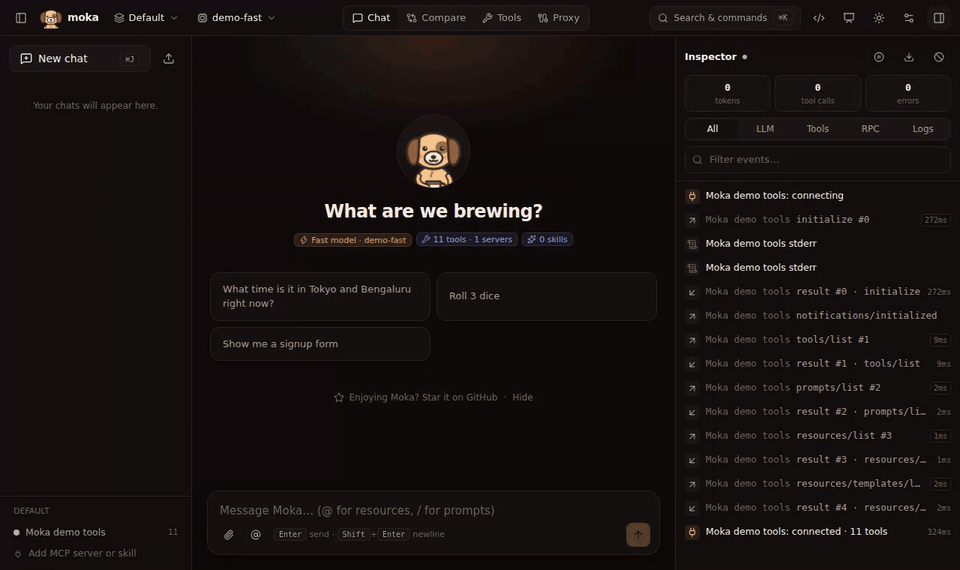 A LangGraph agent over AG-UI shows a drink menu form; pressing Order shows an order card